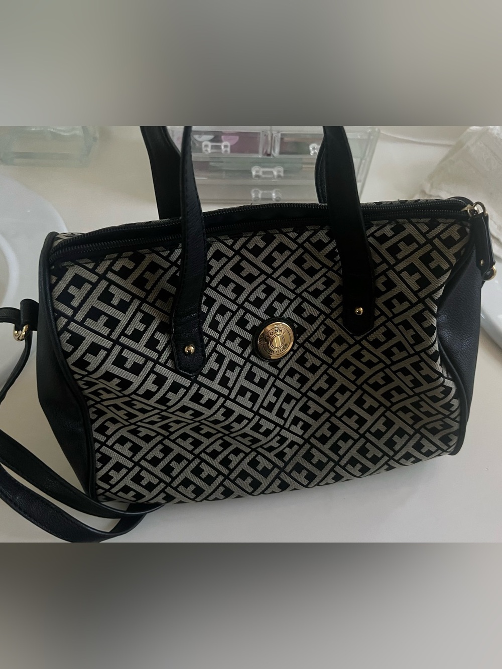 Tommy Hilfiger monogram bowler tote bag